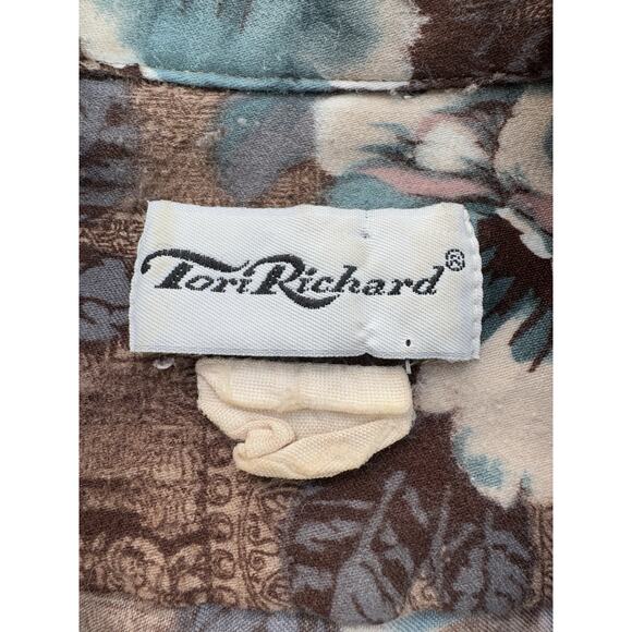 VTG 70s Tori Richard Hawaiian Shirt Mens L Flare Collar Japanese Flower Aloha - Picture 6 of 9